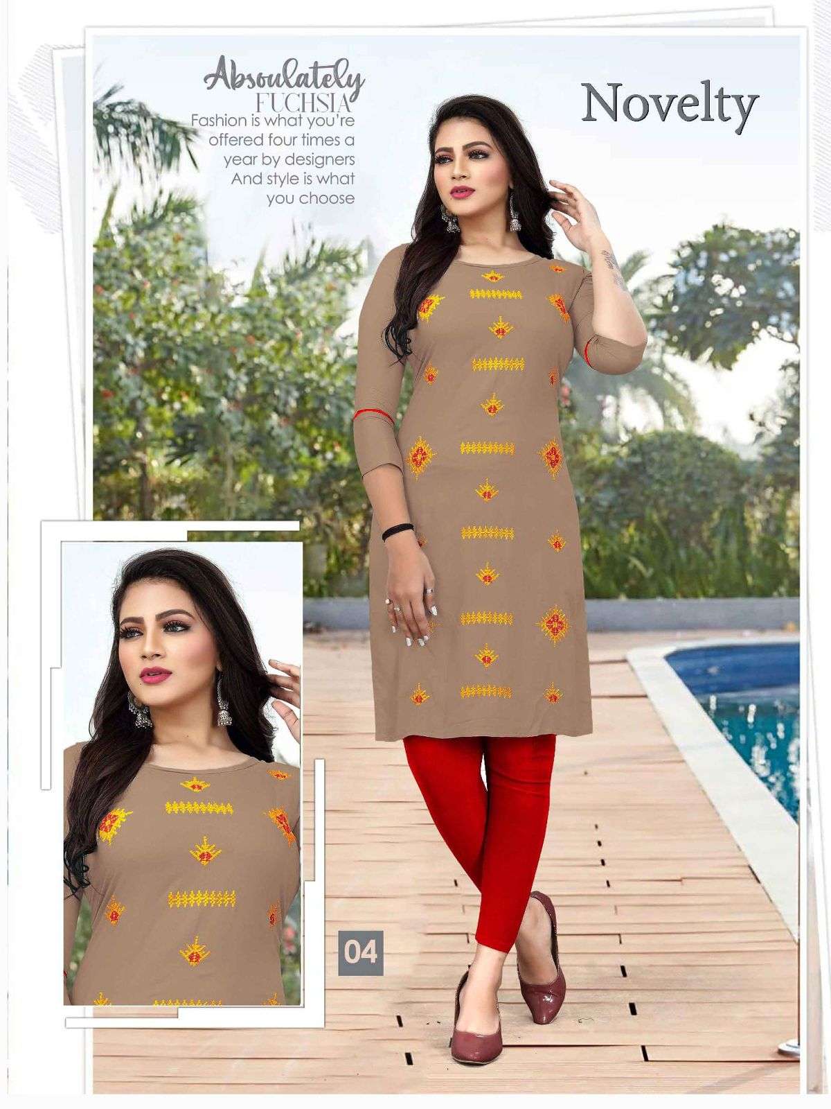 TRENDY NOVELTY RAYON EMBROIDERY WORK & STRAIGHT TOP KURTI CATALOG WHOLESALER BEST RATE
