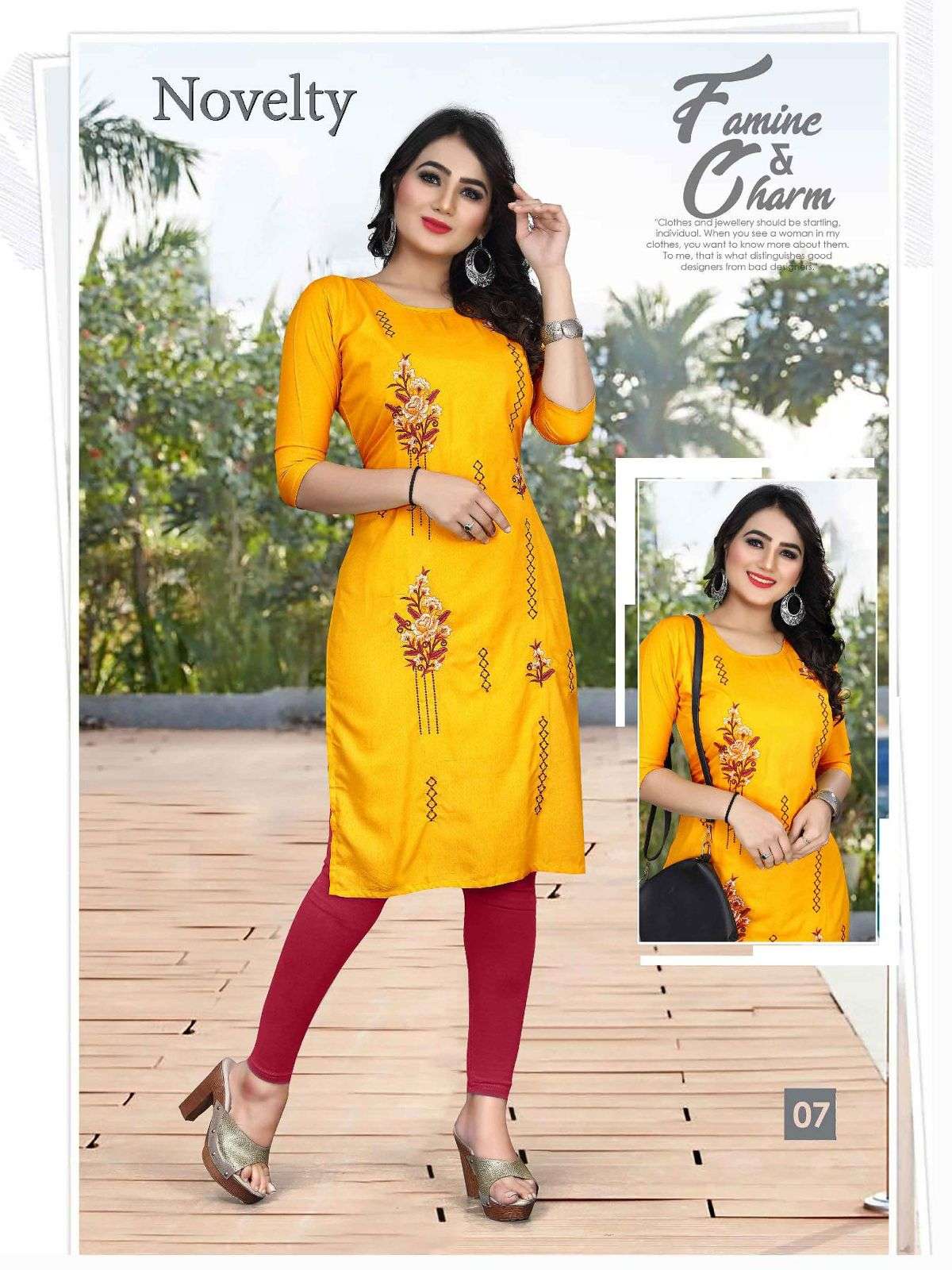 TRENDY NOVELTY RAYON EMBROIDERY WORK & STRAIGHT TOP KURTI CATALOG WHOLESALER BEST RATE