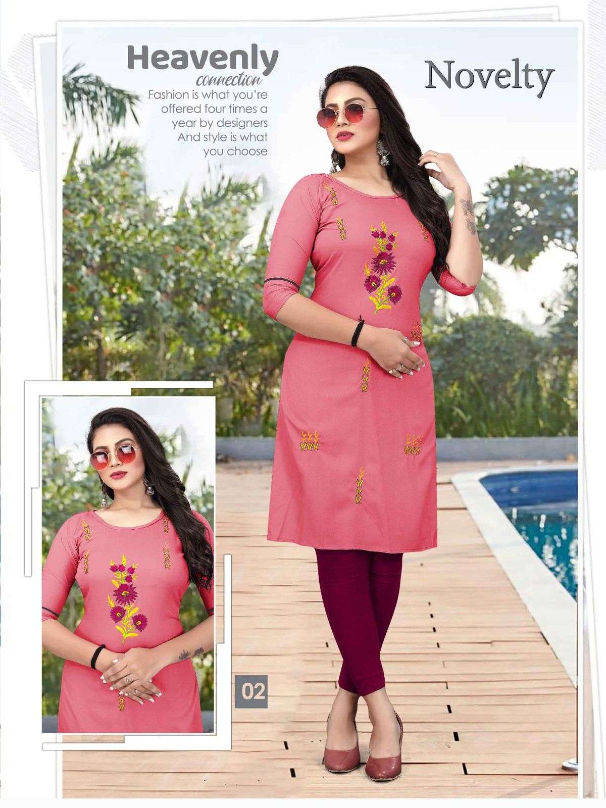 TRENDY NOVELTY RAYON EMBROIDERY WORK & STRAIGHT TOP KURTI CATALOG WHOLESALER BEST RATE