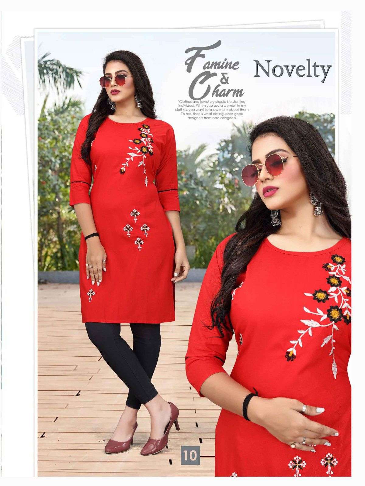 TRENDY NOVELTY RAYON EMBROIDERY WORK & STRAIGHT TOP KURTI CATALOG WHOLESALER BEST RATE