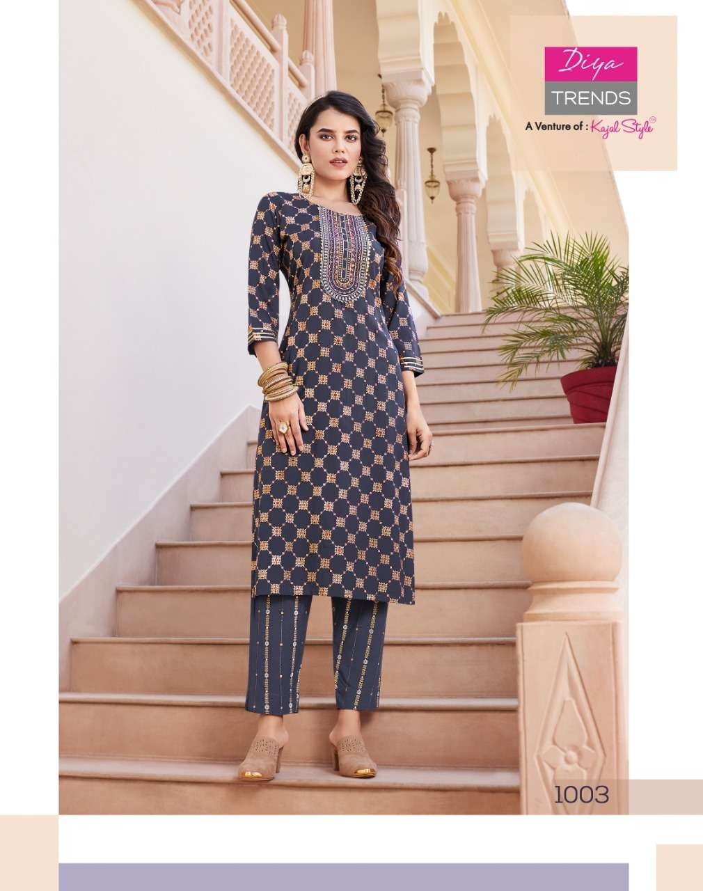 zoori by diya trends rayon casual wear kurti with pant big sizes set collection