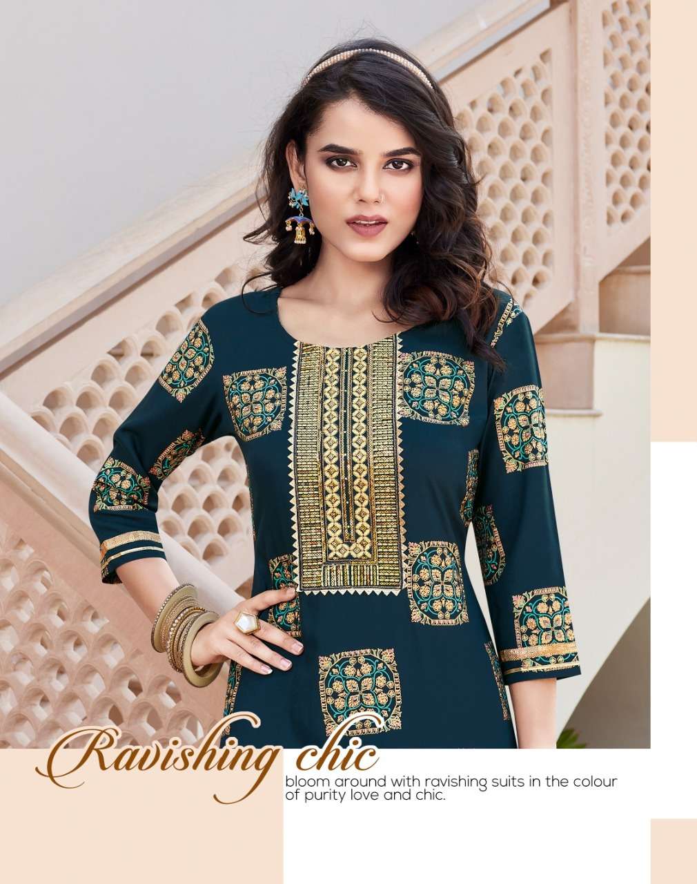 zoori by diya trends rayon casual wear kurti with pant big sizes set collection