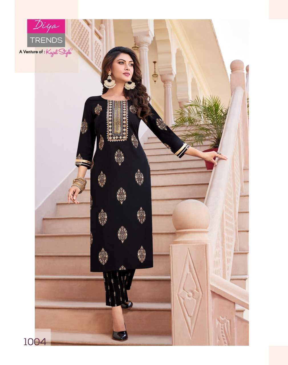 zoori by diya trends rayon casual wear kurti with pant big sizes set collection