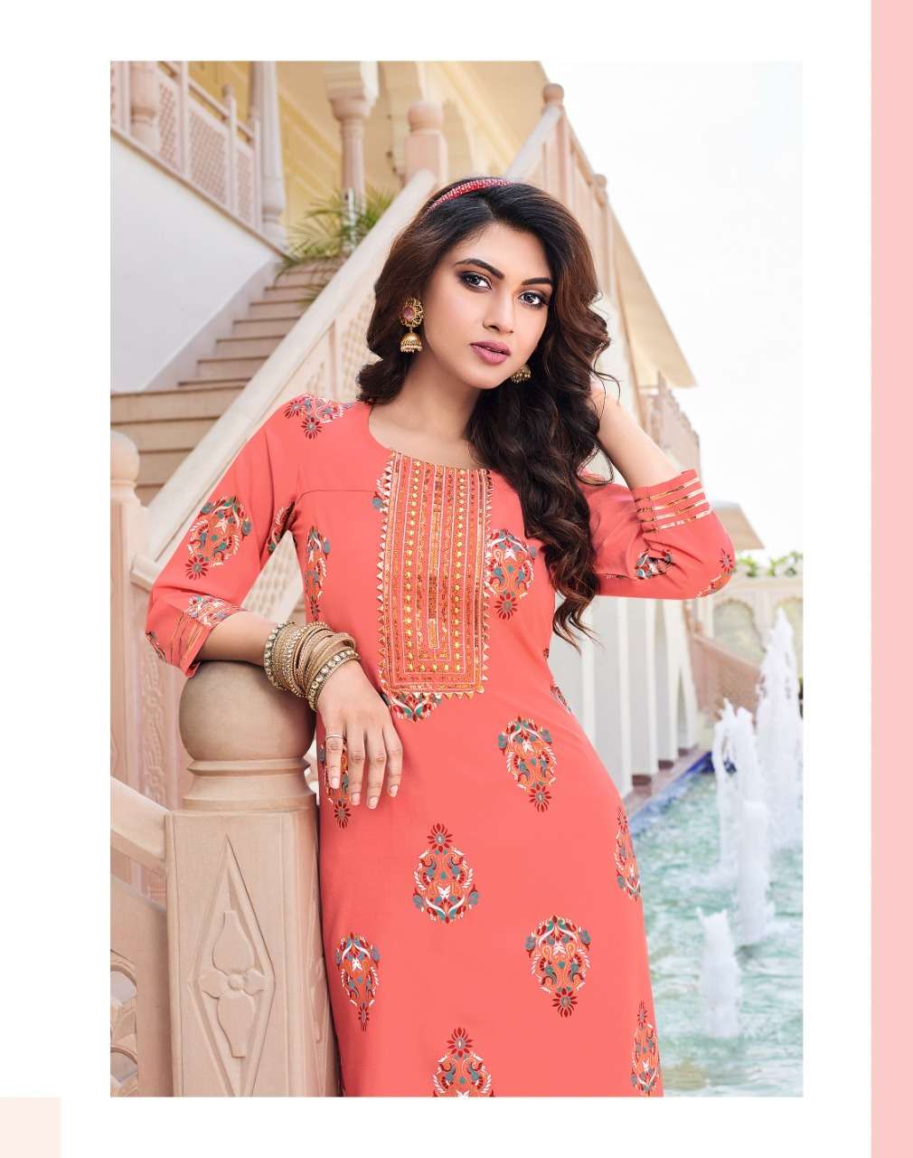 zoori by diya trends rayon casual wear kurti with pant big sizes set collection