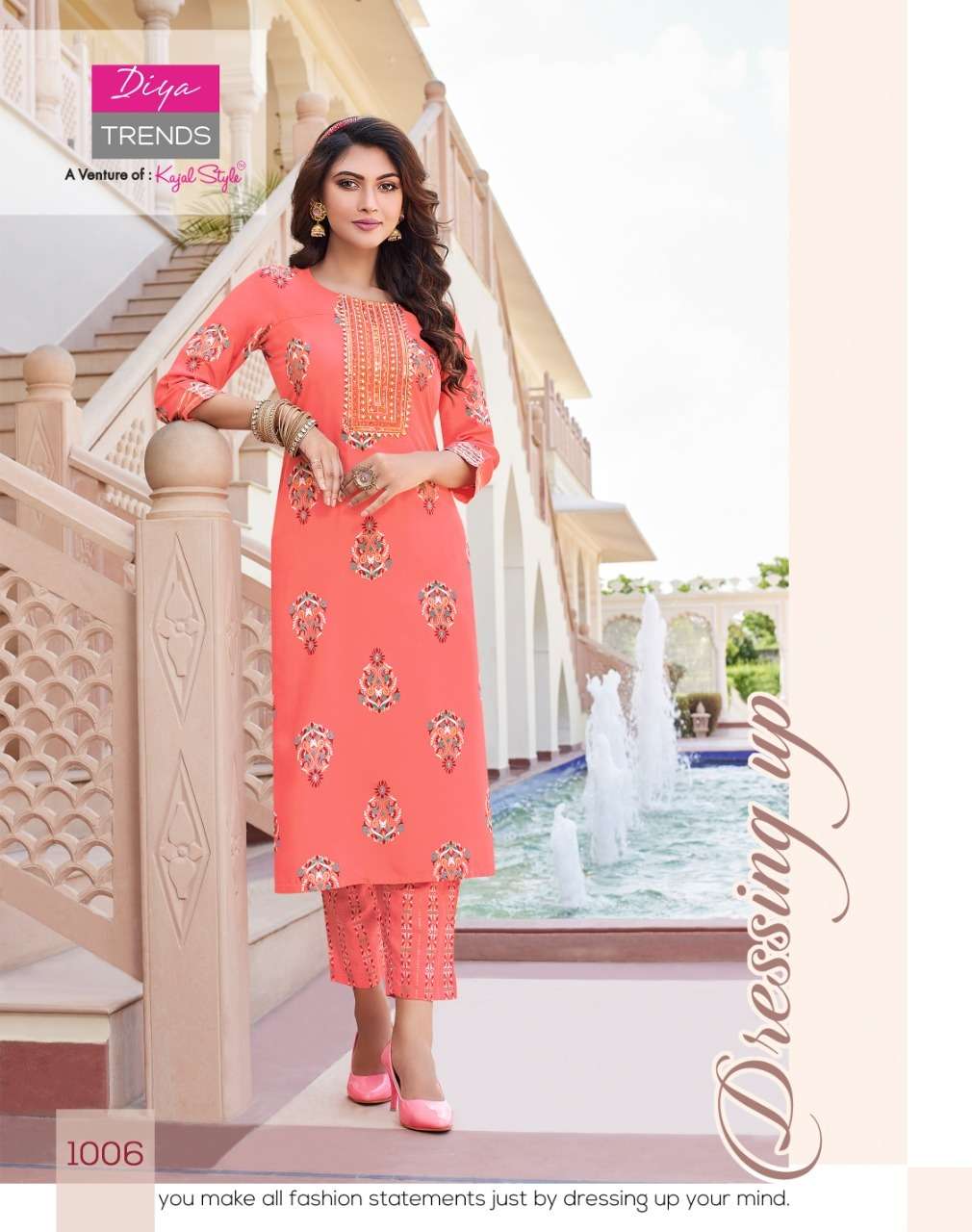 zoori by diya trends rayon casual wear kurti with pant big sizes set collection