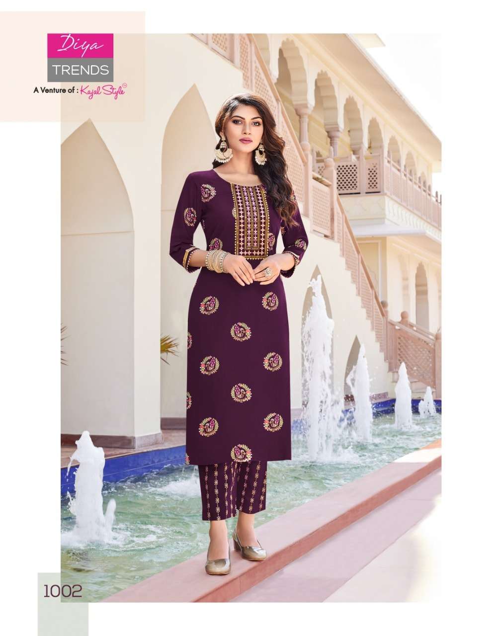 zoori by diya trends rayon casual wear kurti with pant big sizes set collection