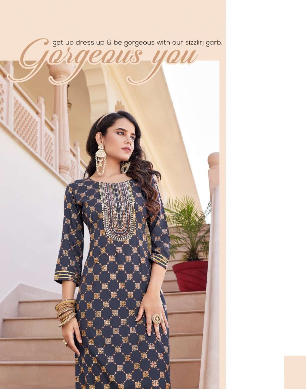 zoori by diya trends rayon casual wear kurti with pant big sizes set collection