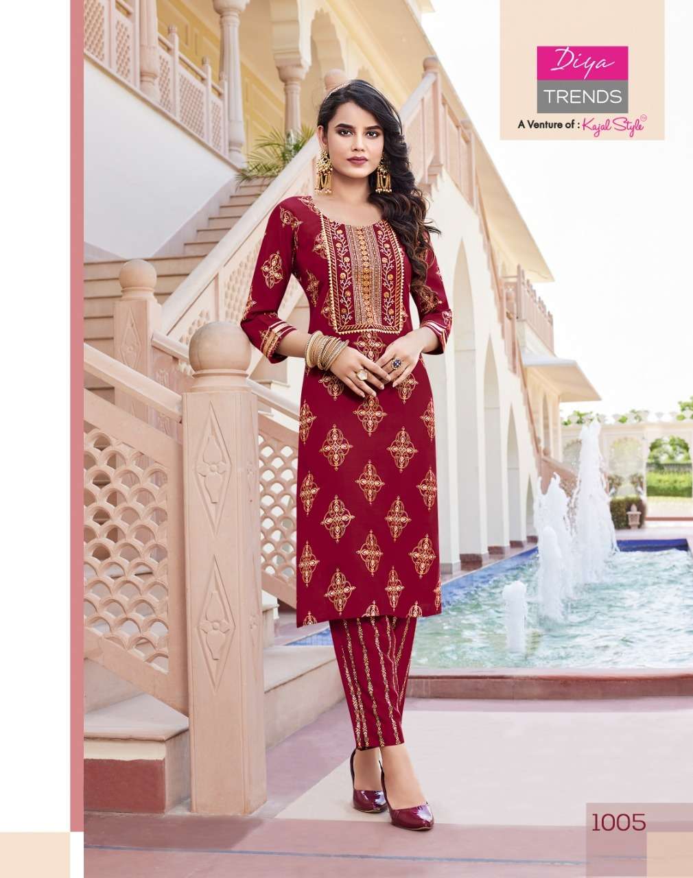 zoori by diya trends rayon casual wear kurti with pant big sizes set collection