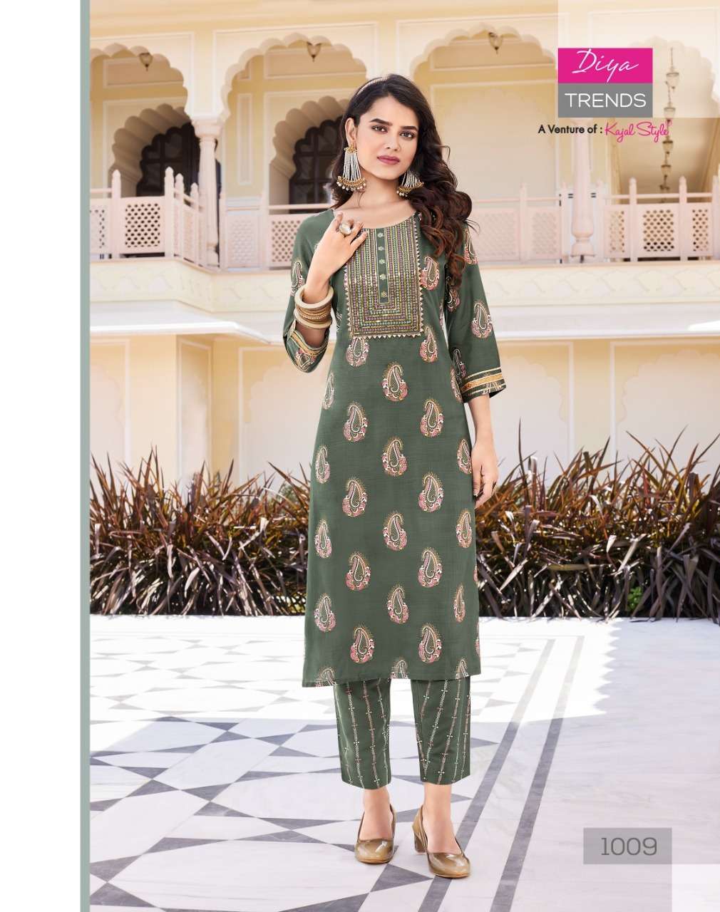 zoori by diya trends rayon casual wear kurti with pant big sizes set collection
