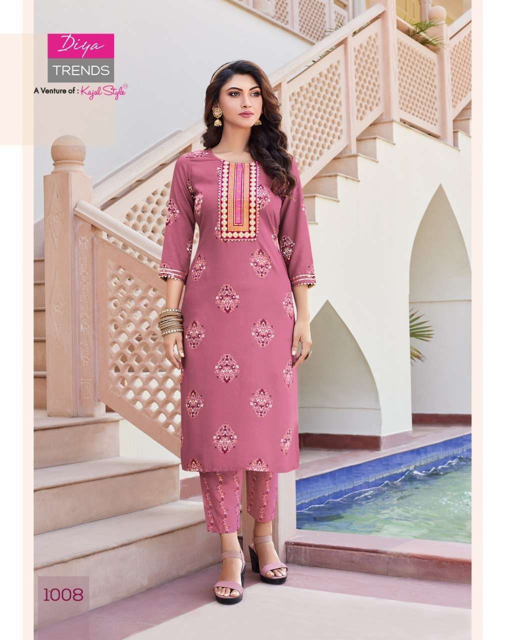 zoori by diya trends rayon casual wear kurti with pant big sizes set collection