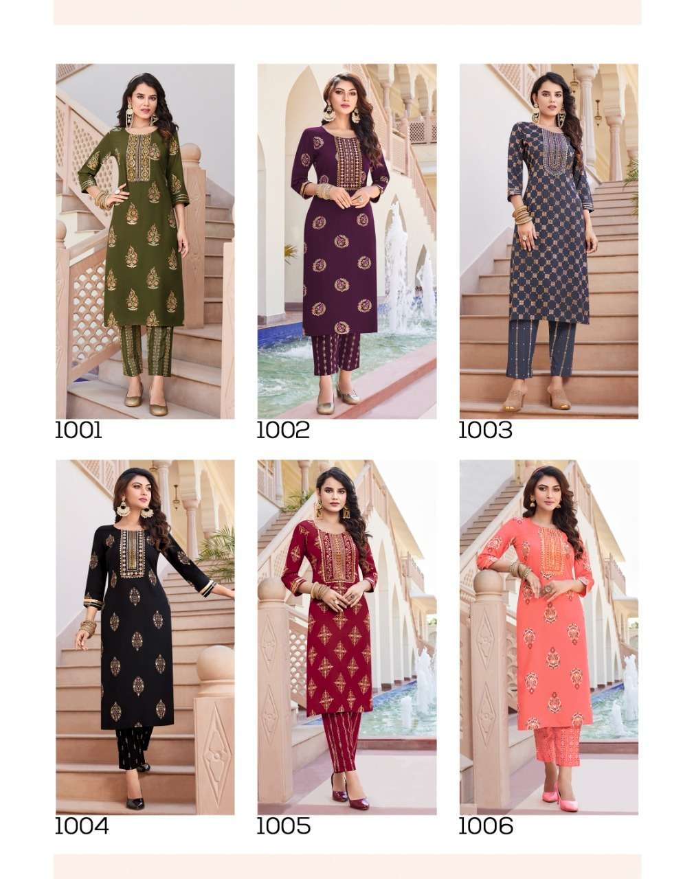 zoori by diya trends rayon casual wear kurti with pant big sizes set collection