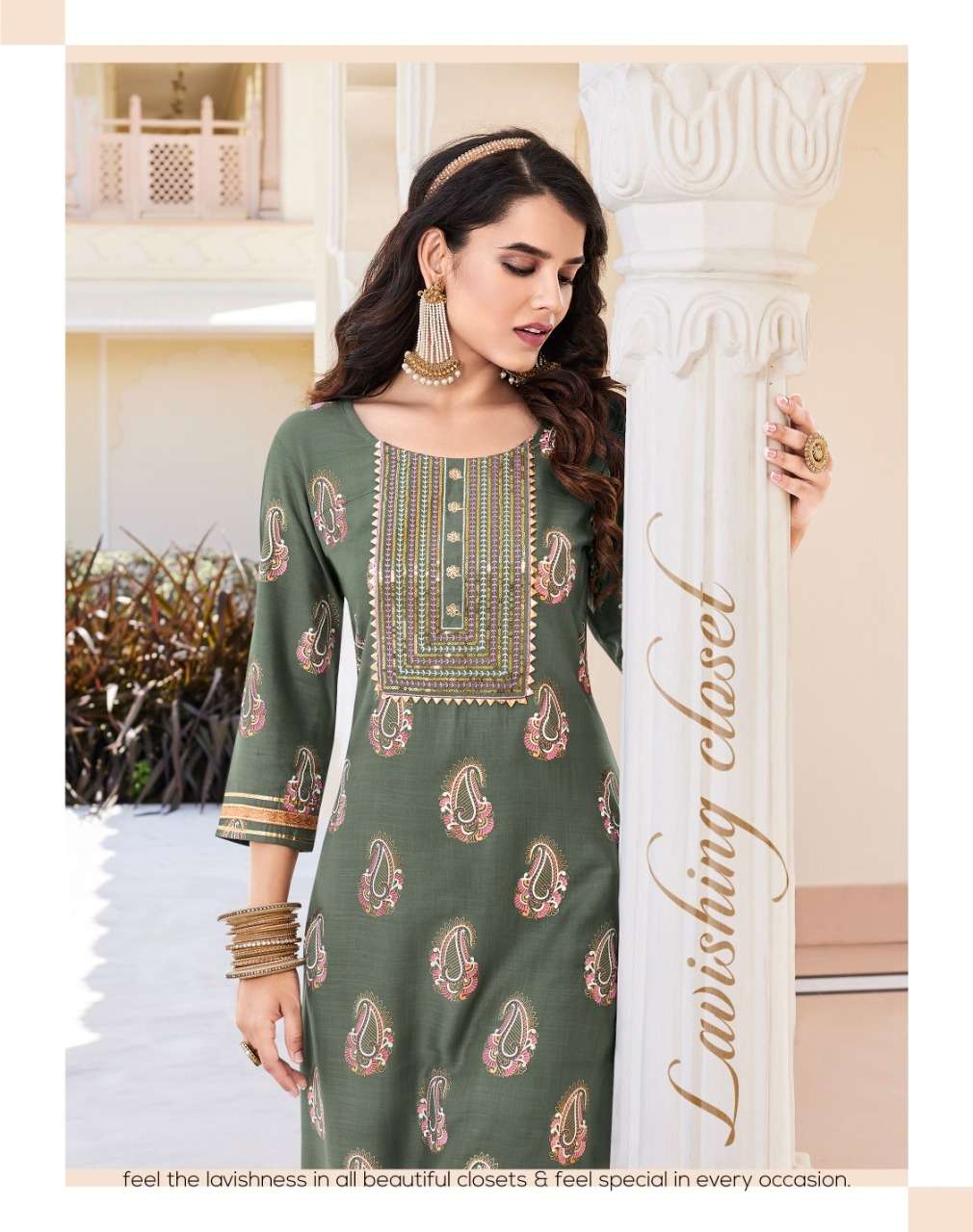 zoori by diya trends rayon casual wear kurti with pant big sizes set collection