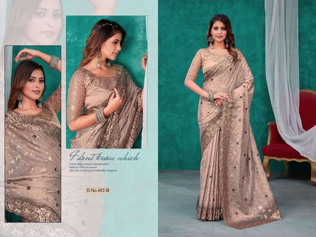 mehak 492 design colors satin organza party wear saree 