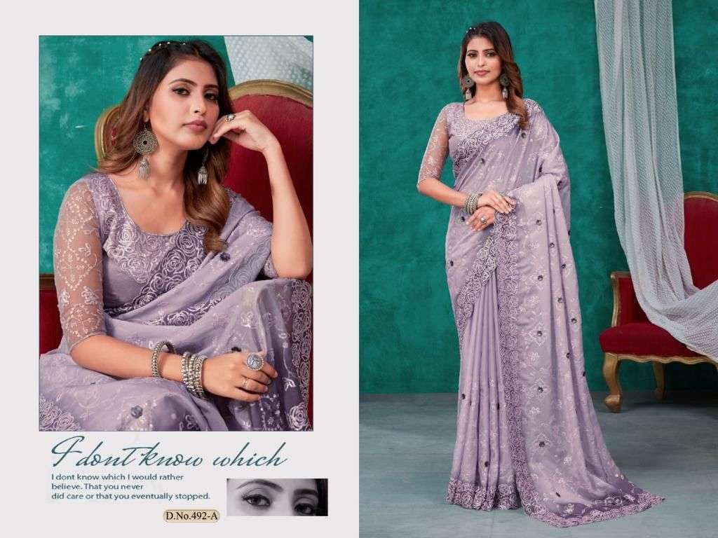 mehak 492 design colors satin organza party wear saree 