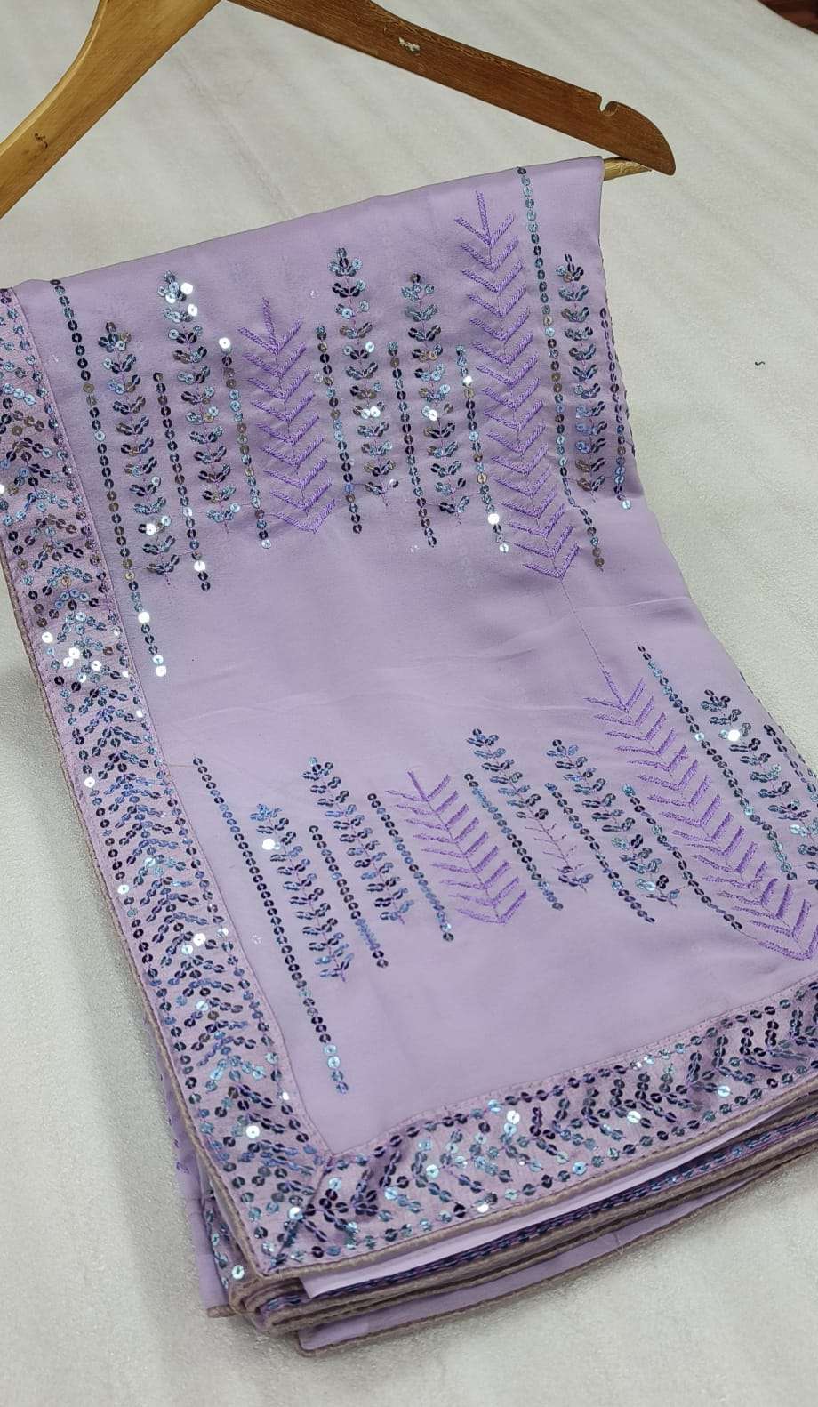 pr 3319 design georgette with heavy 5mm sequence work multy thread work single design 