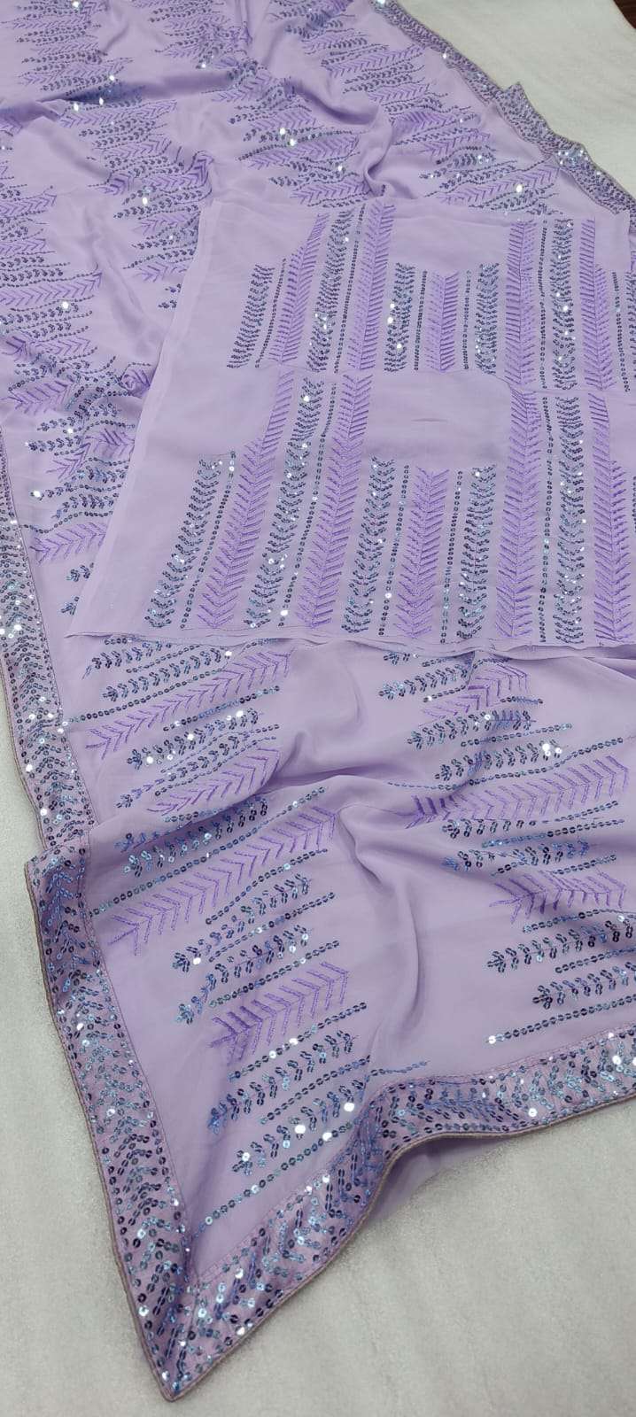 pr 3319 design georgette with heavy 5mm sequence work multy thread work single design 