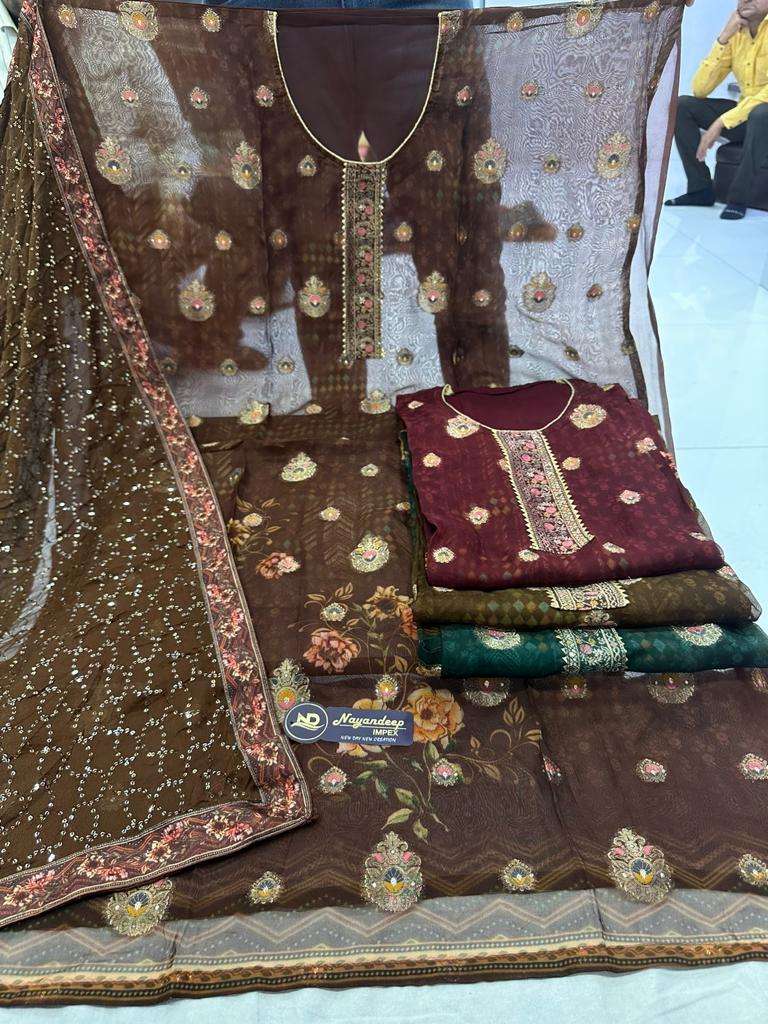 pr radison viscose organza setwise not catalog ladies dress materials 