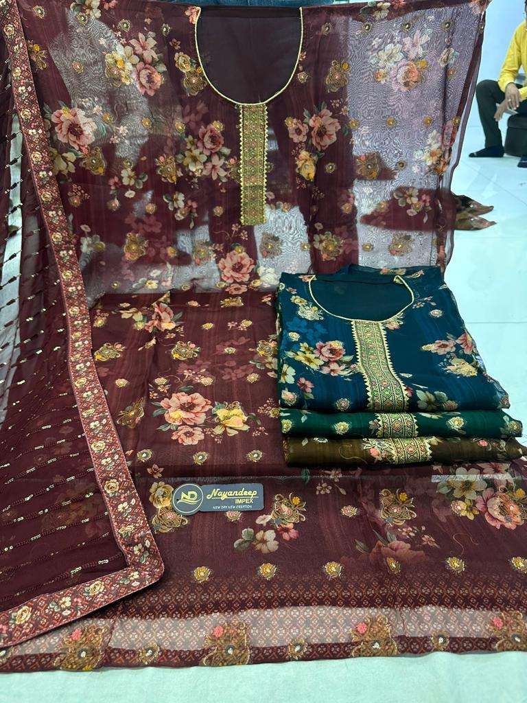 pr radison viscose organza setwise not catalog ladies dress materials 