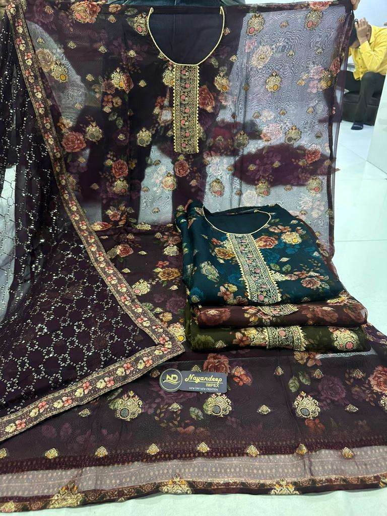 pr radison viscose organza setwise not catalog ladies dress materials 