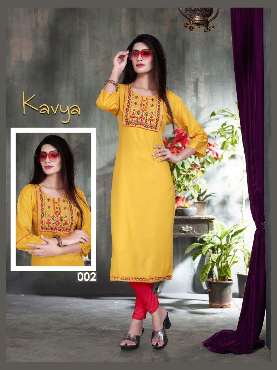 trendz Kavya V.6 Rayon 14 Kg Heavy Embroidered Brand Look with Patta KURTI CATALOG WHOLESALER BEST RATE