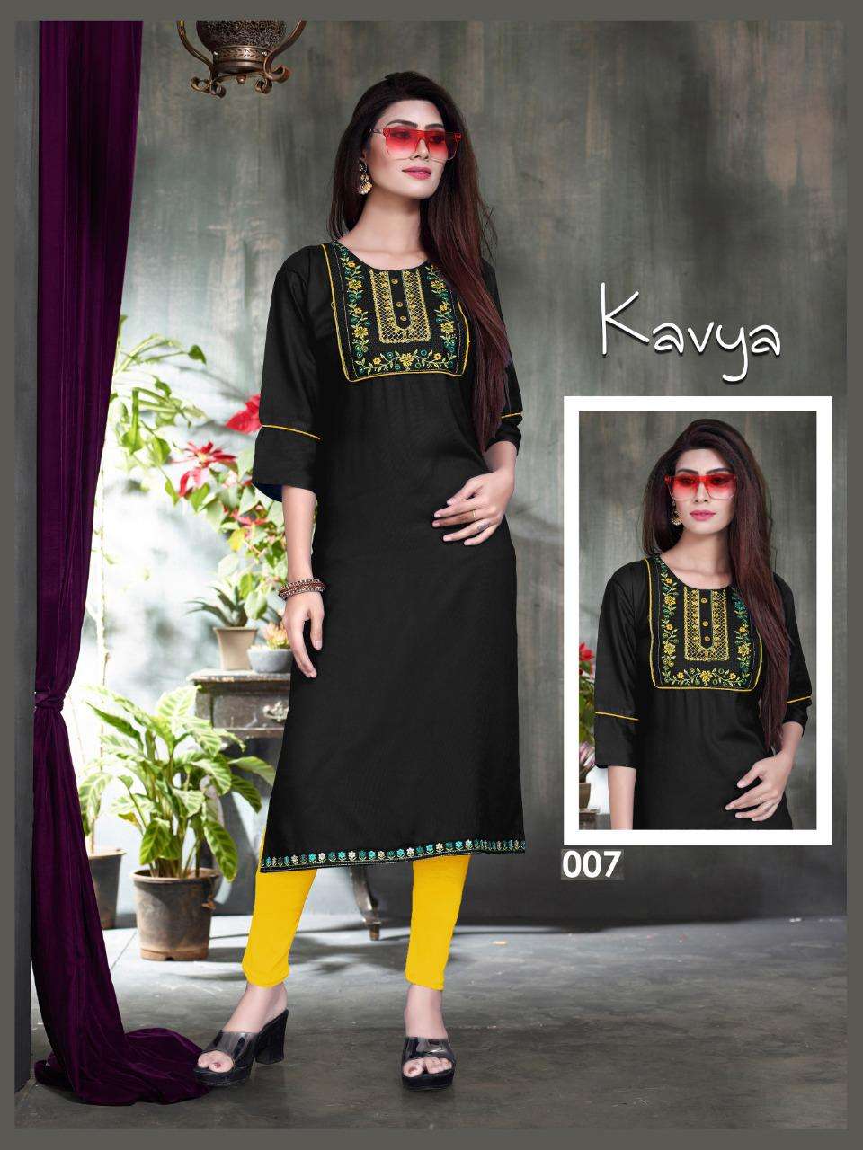 trendz Kavya V.6 Rayon 14 Kg Heavy Embroidered Brand Look with Patta KURTI CATALOG WHOLESALER BEST RATE
