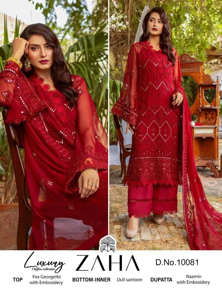 zaha 10081 design single color pakistani suits at best rate 