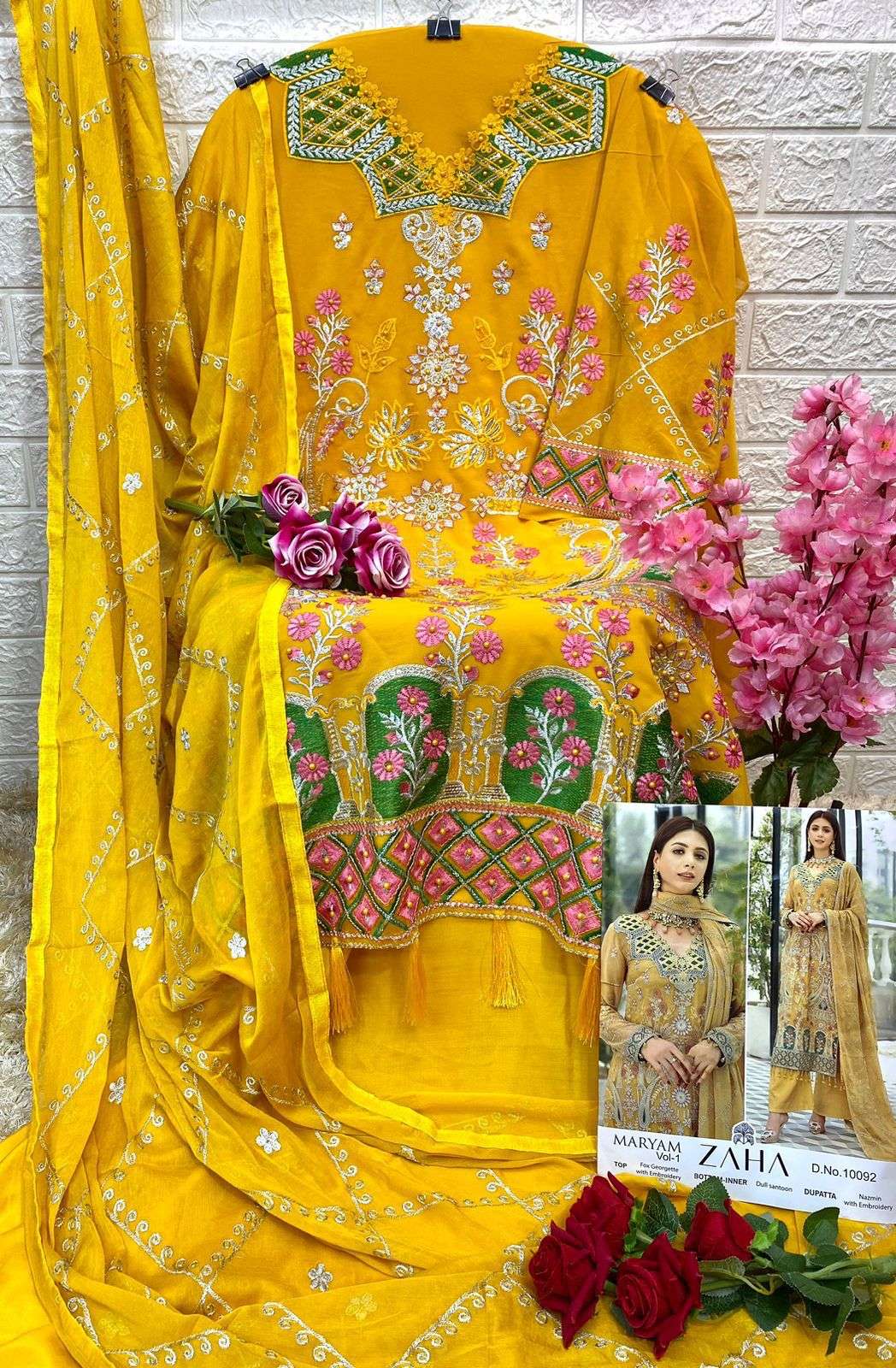 zaha 10092 design single color embroidery pakistani dress 