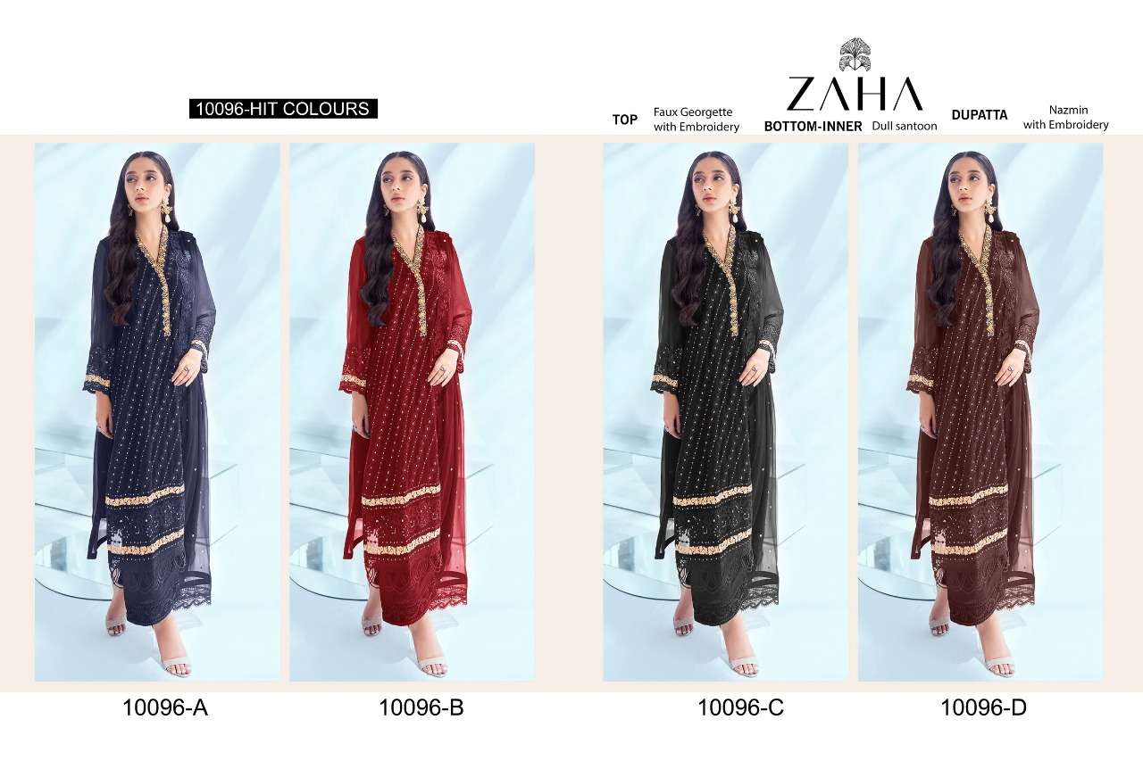 zaha 10096 design colors pakistani wholesale dress supplier at company rate 
