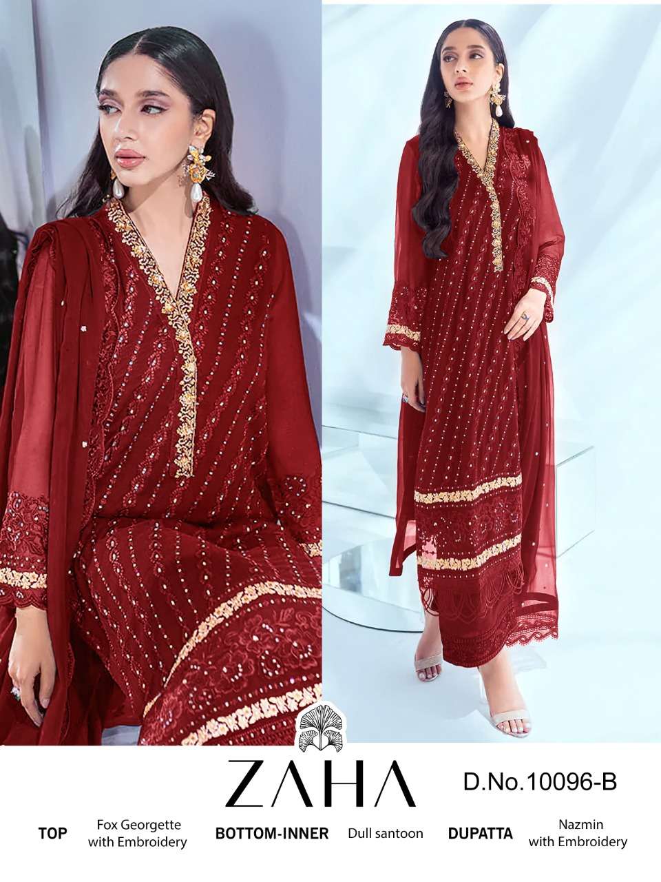 zaha 10096 design colors pakistani wholesale dress supplier at company rate 
