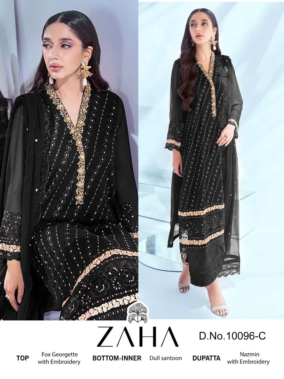 zaha 10096 design colors pakistani wholesale dress supplier at company rate 
