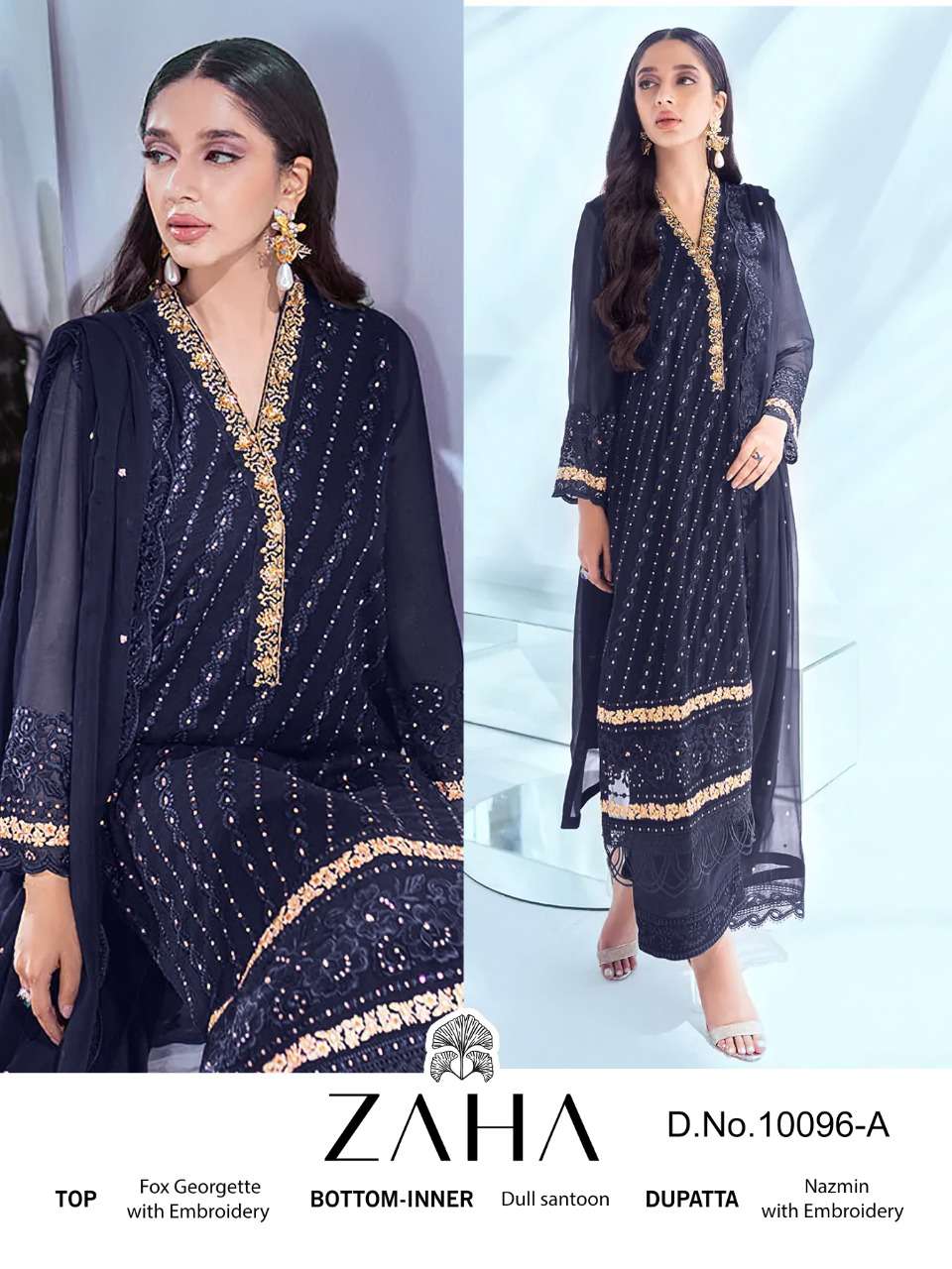 zaha 10096 design colors pakistani wholesale dress supplier at company rate 