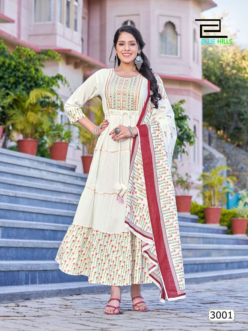 blue hills colors vol 3 anarkali long big sizes gown with dupatta pair