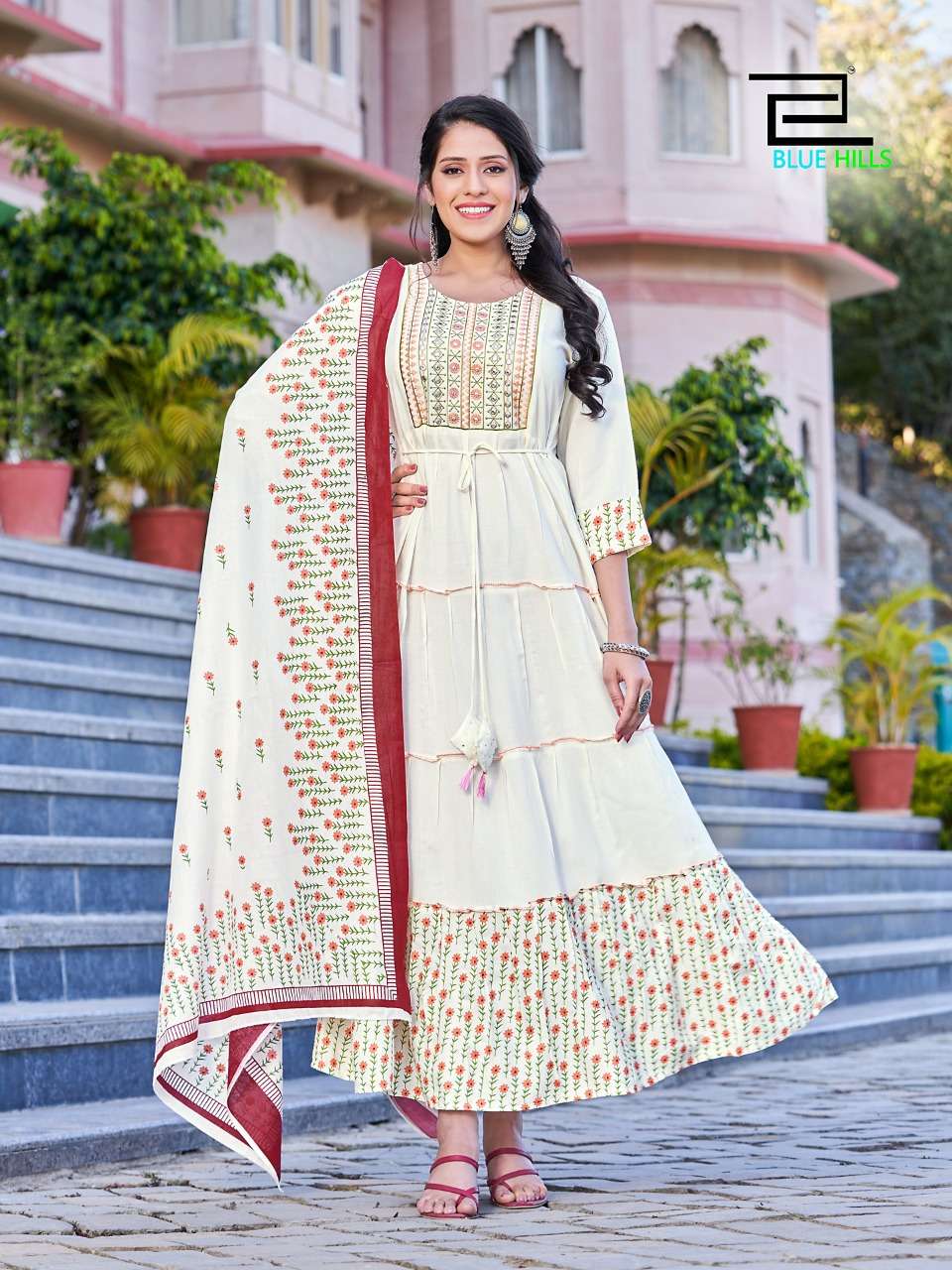 blue hills colors vol 3 anarkali long big sizes gown with dupatta pair