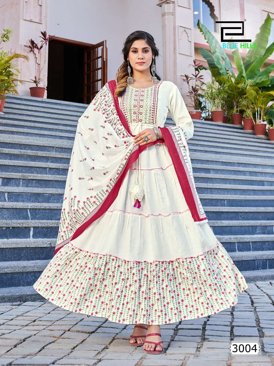 blue hills colors vol 3 anarkali long big sizes gown with dupatta pair