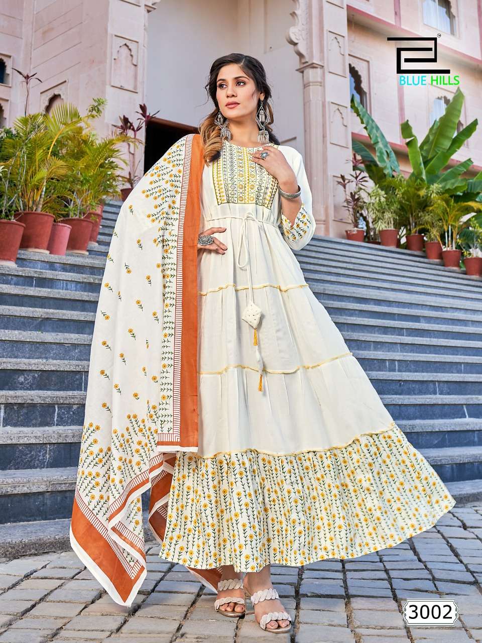 blue hills colors vol 3 anarkali long big sizes gown with dupatta pair