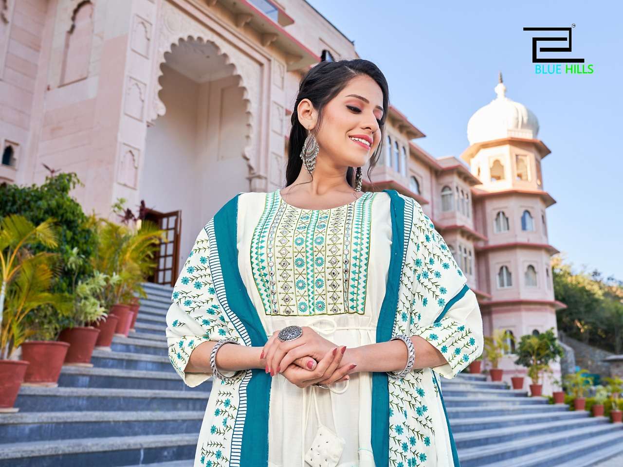 blue hills colors vol 3 anarkali long big sizes gown with dupatta pair