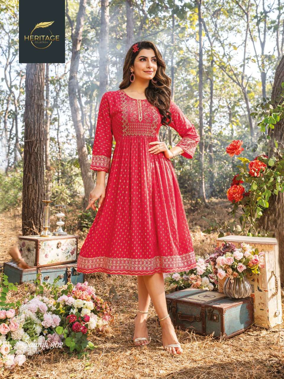 HERITAGE SAANJH VOL-3 RAYON & RAYON SLUB KURTI CATALOG WHOLESALER BEST RATE
