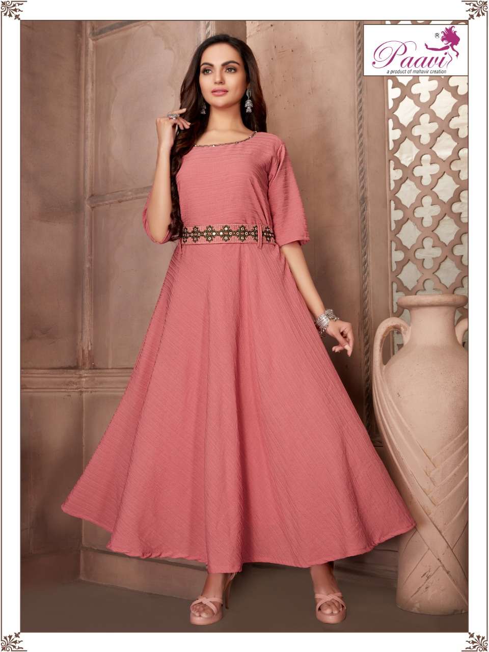 PAAVI LEYSA GEORGETTE with inner KURTI CATALOG WHOLESALER BEST RATE