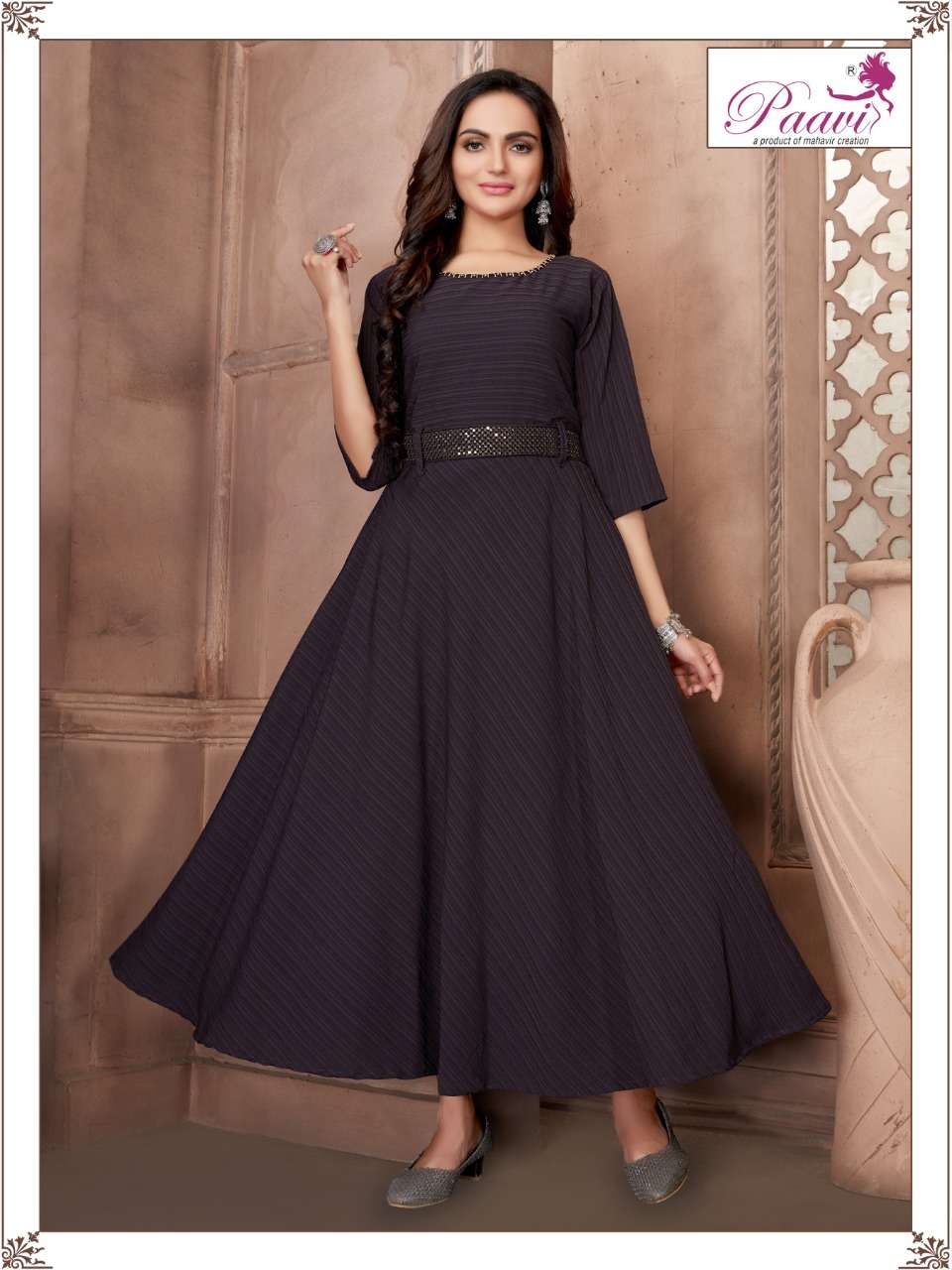 PAAVI LEYSA GEORGETTE with inner KURTI CATALOG WHOLESALER BEST RATE