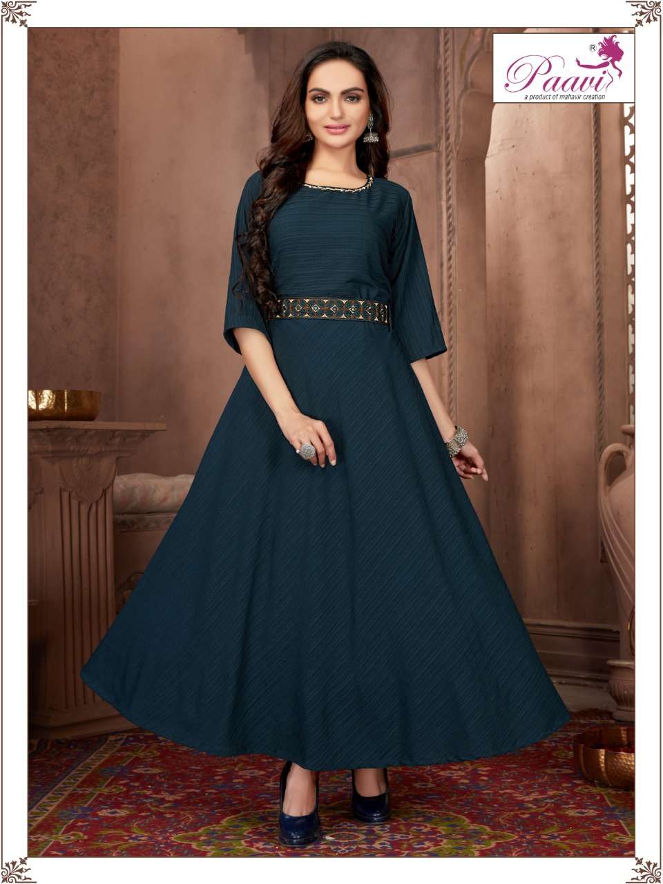 PAAVI LEYSA GEORGETTE with inner KURTI CATALOG WHOLESALER BEST RATE