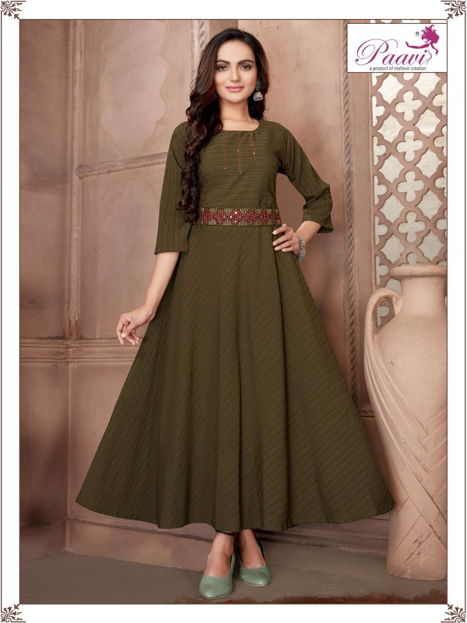 PAAVI LEYSA GEORGETTE with inner KURTI CATALOG WHOLESALER BEST RATE