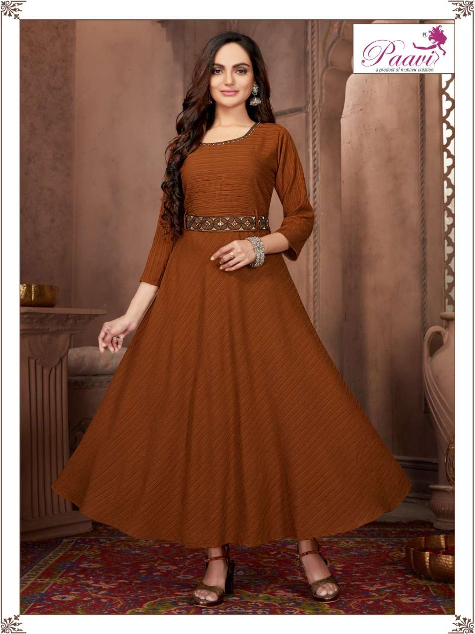 PAAVI LEYSA GEORGETTE with inner KURTI CATALOG WHOLESALER BEST RATE