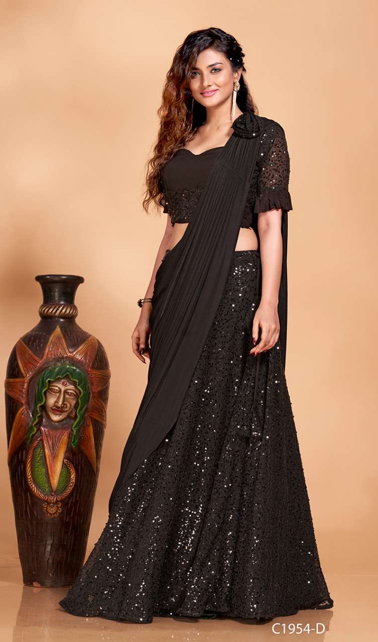 pr c 1954 designer imported sequence work embroidered readymade lehenga for women 