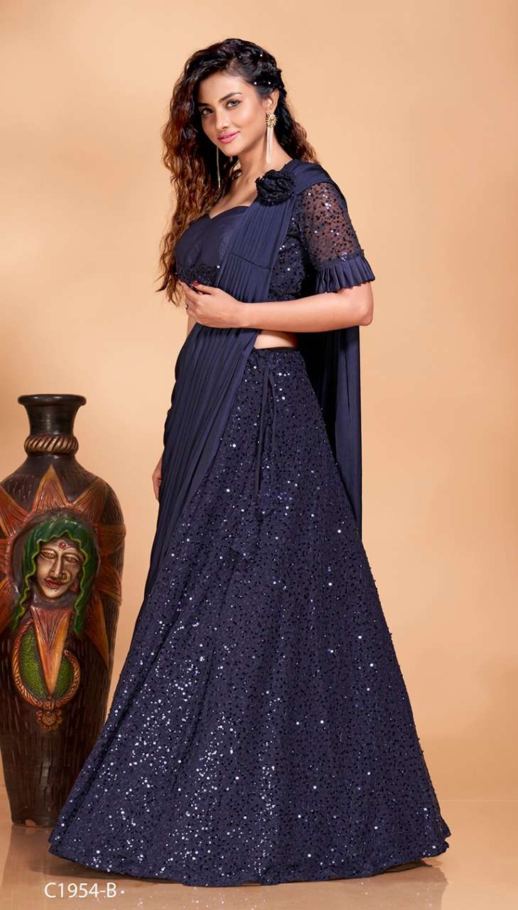 pr c 1954 designer imported sequence work embroidered readymade lehenga for women 