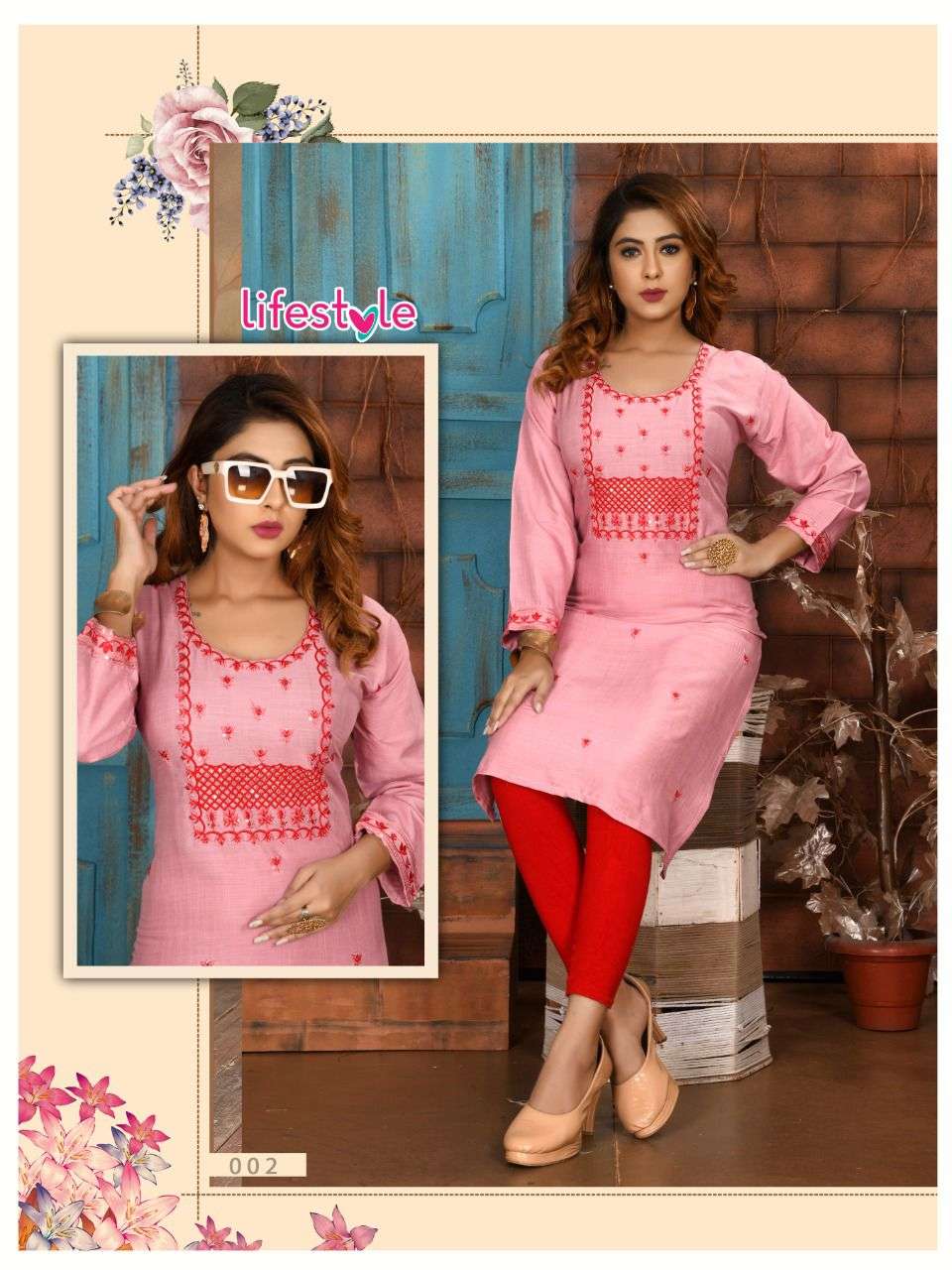 TRENDY LIFESTYLE 2 RAYON SLUB WITH WORK KURTI CATALOG WHLESALER BEST RATE