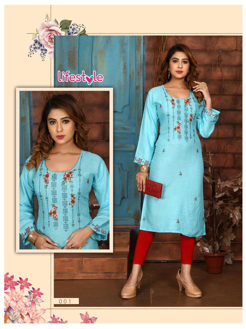 TRENDY LIFESTYLE 2 RAYON SLUB WITH WORK KURTI CATALOG WHLESALER BEST RATE