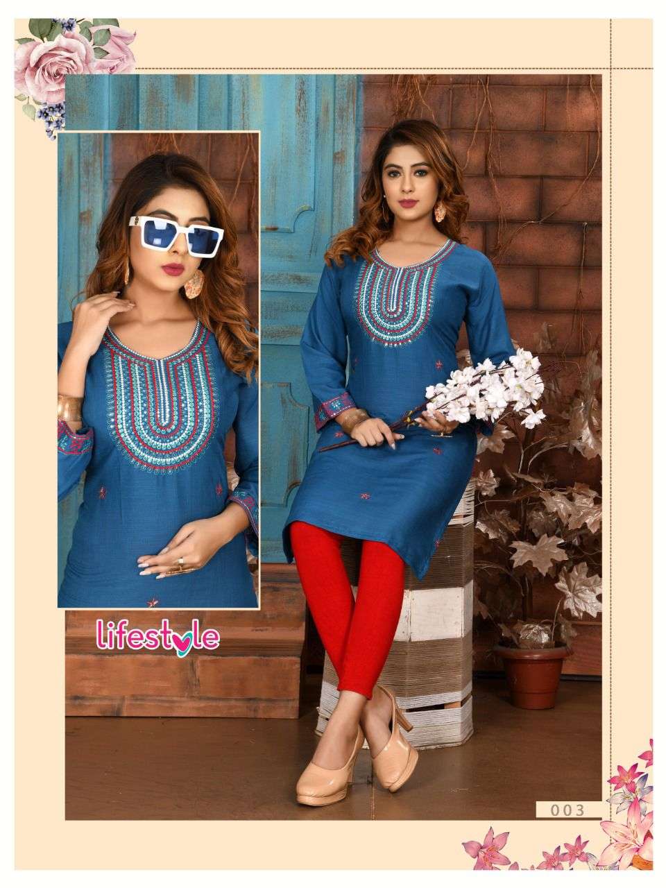 TRENDY LIFESTYLE 2 RAYON SLUB WITH WORK KURTI CATALOG WHLESALER BEST RATE
