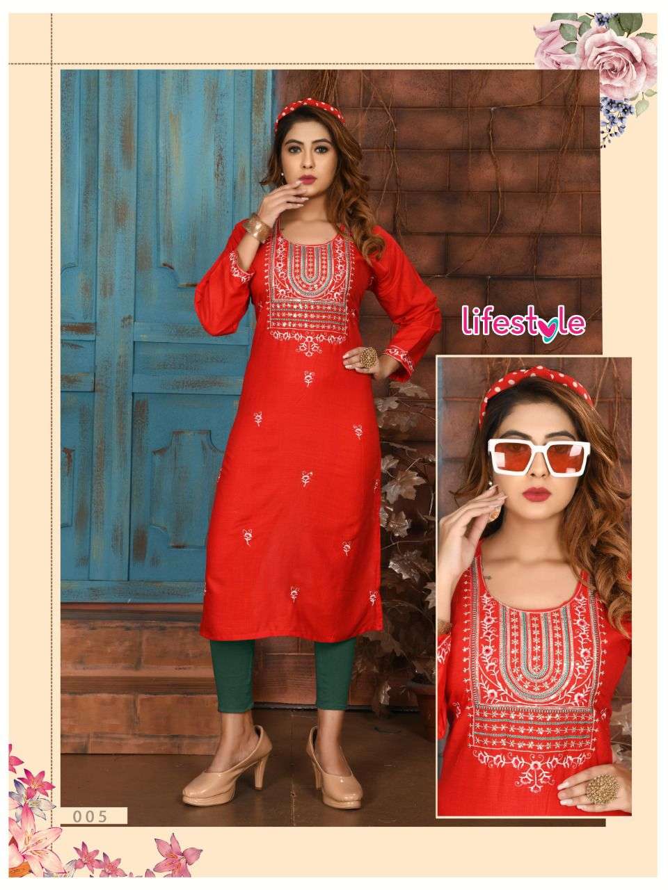 TRENDY LIFESTYLE 2 RAYON SLUB WITH WORK KURTI CATALOG WHLESALER BEST RATE