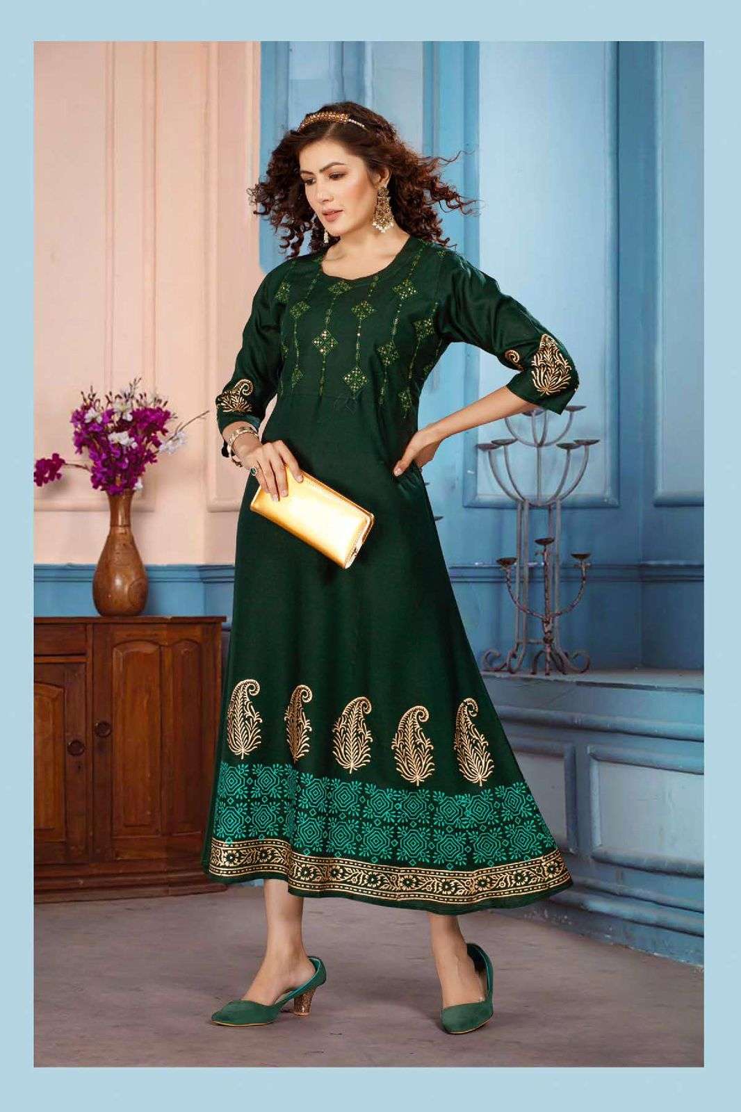 BEAUTY QUEEN DHYANA HEAVY RAYON Sequence Work In TOP KURTI CATALOG WHOLESALETR BEST RATE