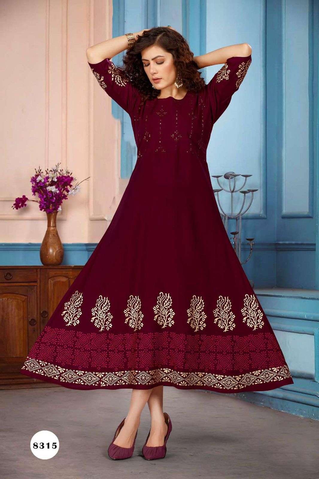 BEAUTY QUEEN DHYANA HEAVY RAYON Sequence Work In TOP KURTI CATALOG WHOLESALETR BEST RATE